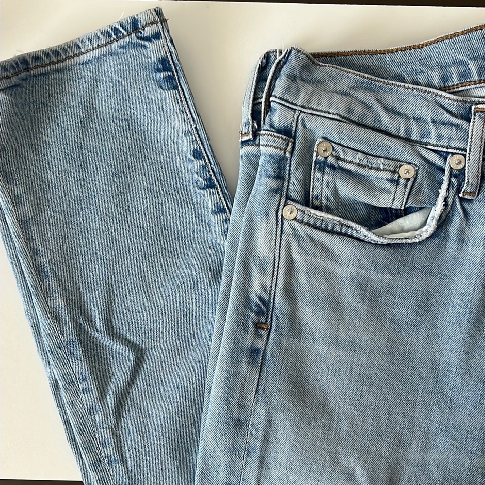 AGOLDE Toni Mid Rise Skinny Jeans in Daylight Light Wash Distressed 27 - Picture 5 of 9